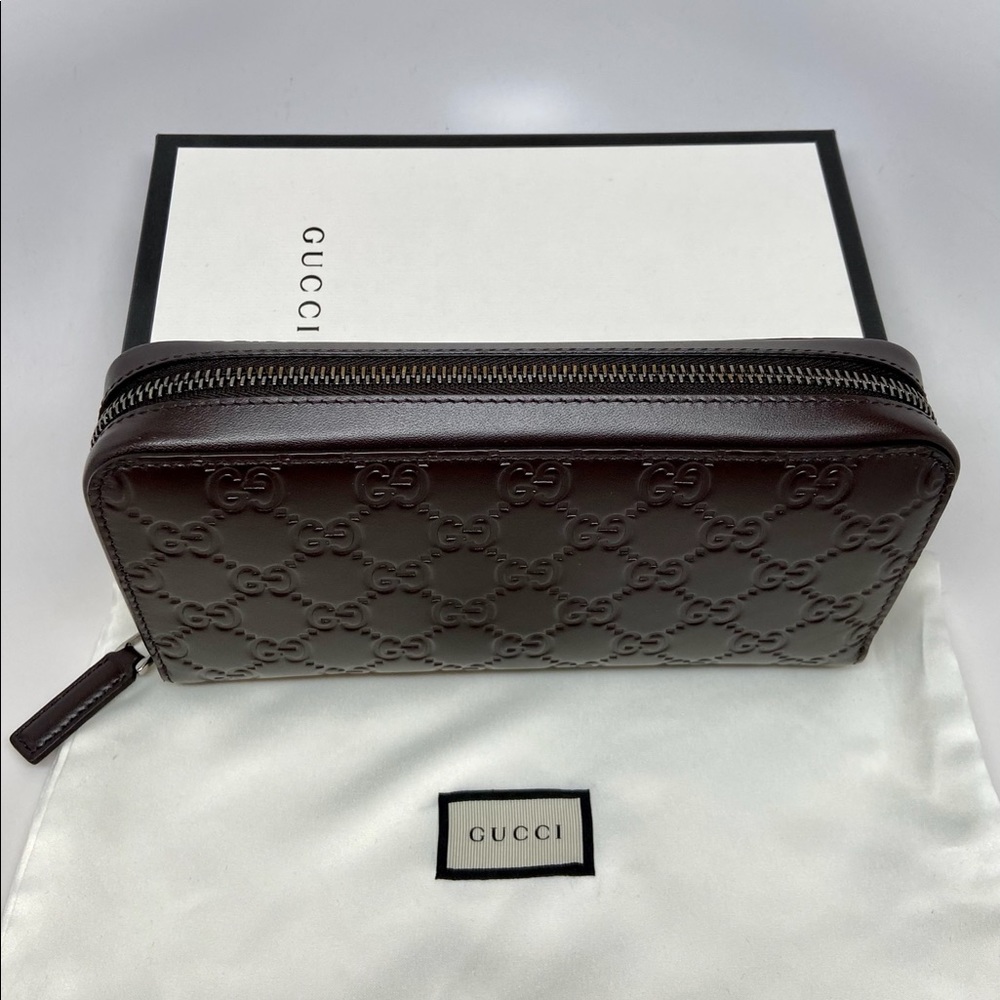 GUCCI Signature Ace GG Logo Calfskin Leather Zip Clutch Wallet Purse brand NEW - Picture 11 of 15
